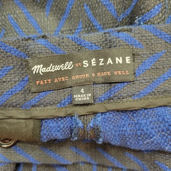 Madewell Et Sezane Blue Chevron Patterned Crop Trouser Pant - Picture 6 of 9